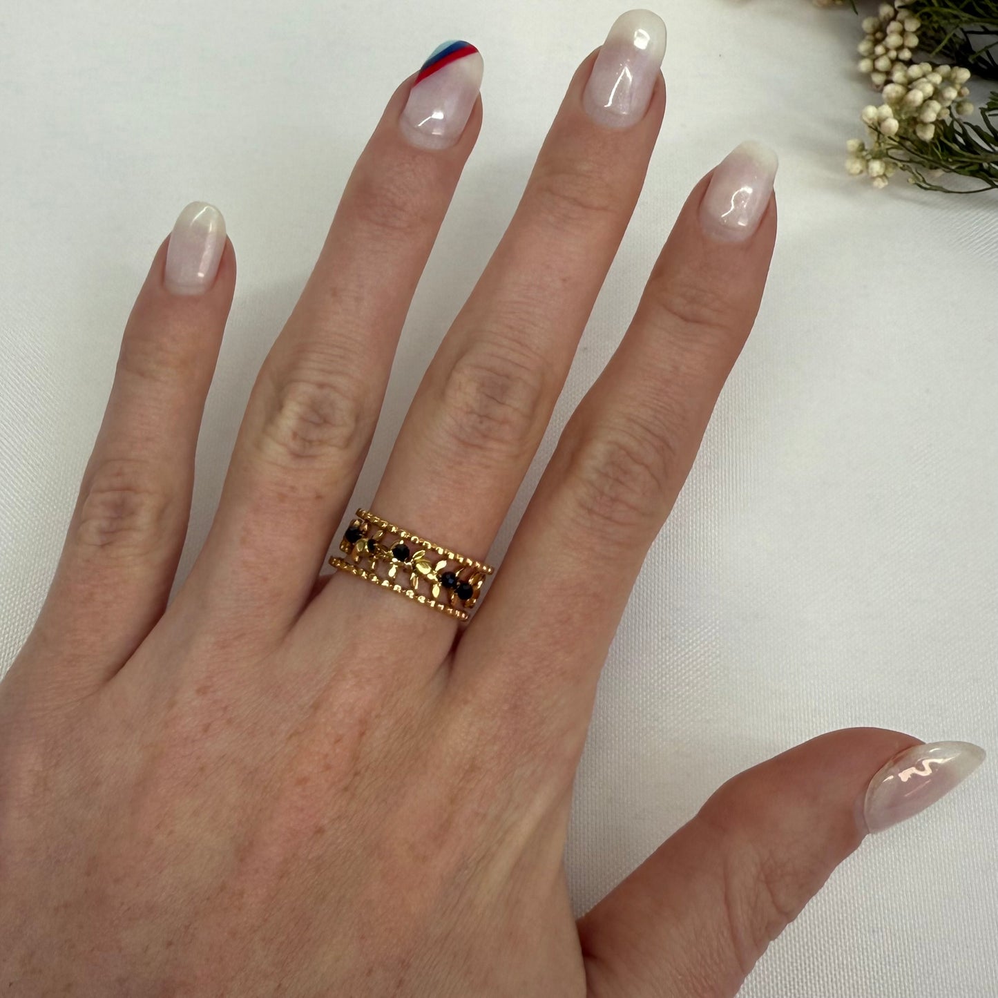 Bague Perles Noires